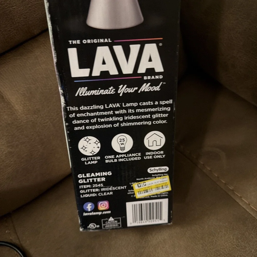 Original LAVA Lamp Silver Base Multi Glitter Swirl Motion 14.5